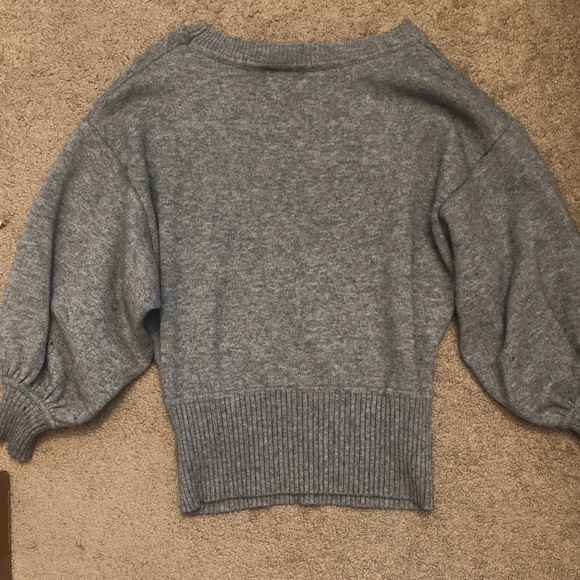 Anthropologie Moth Balloon Sleeve Scoop Neck Cabin Sweater Gray Size X-Small - Picture 2 of 3